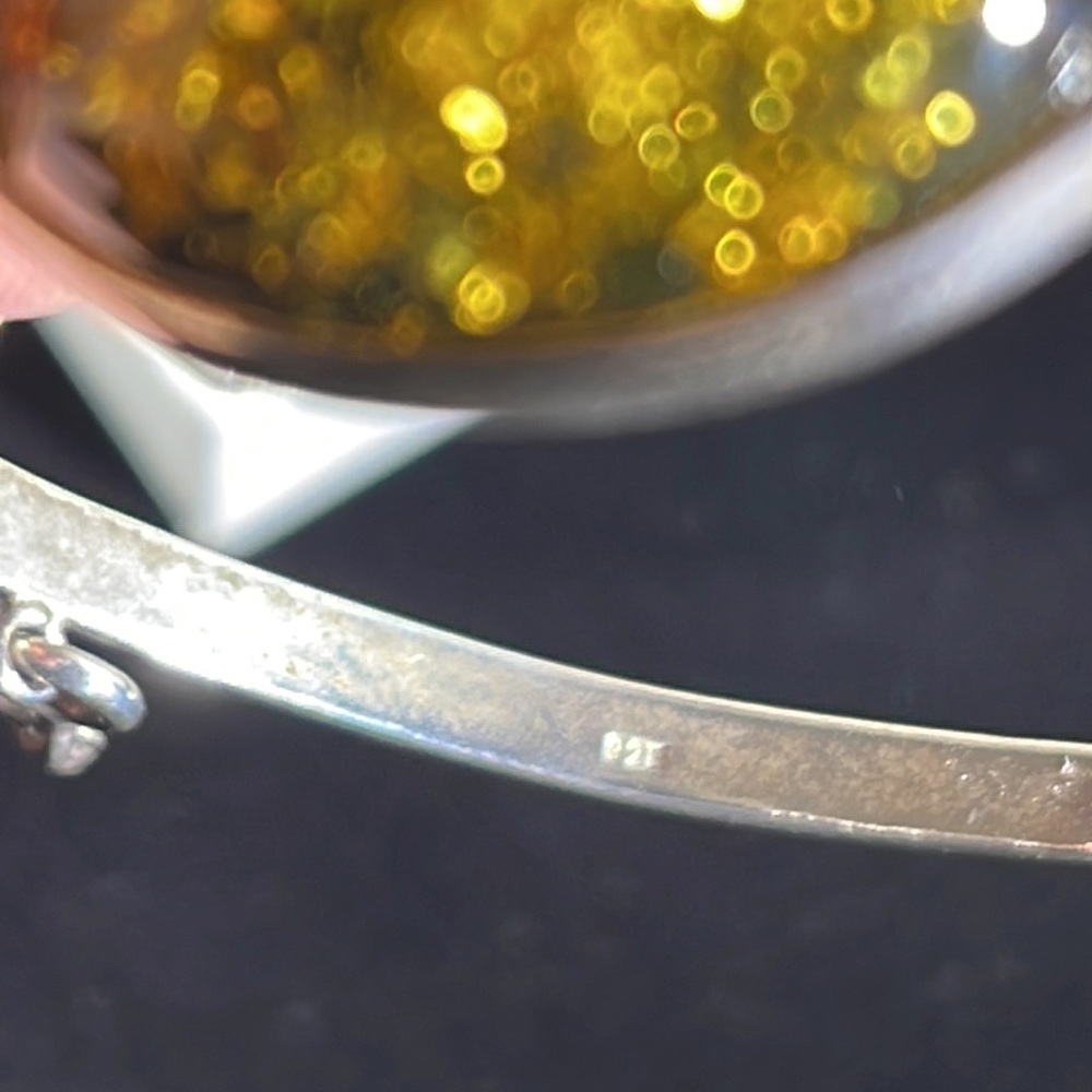 Silver .925 Green Amber bracelet - Picture 4 of 7